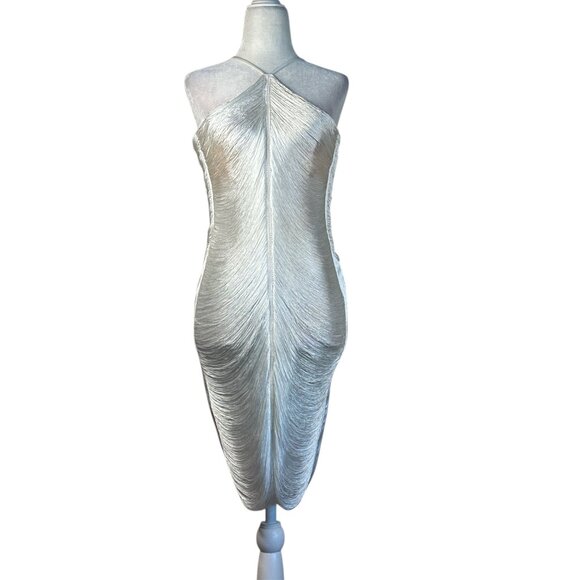 Cult Gaia Mara Dress in Off White Fringe X-Small New Womens Bridal Cocktail - Picture 5 of 17